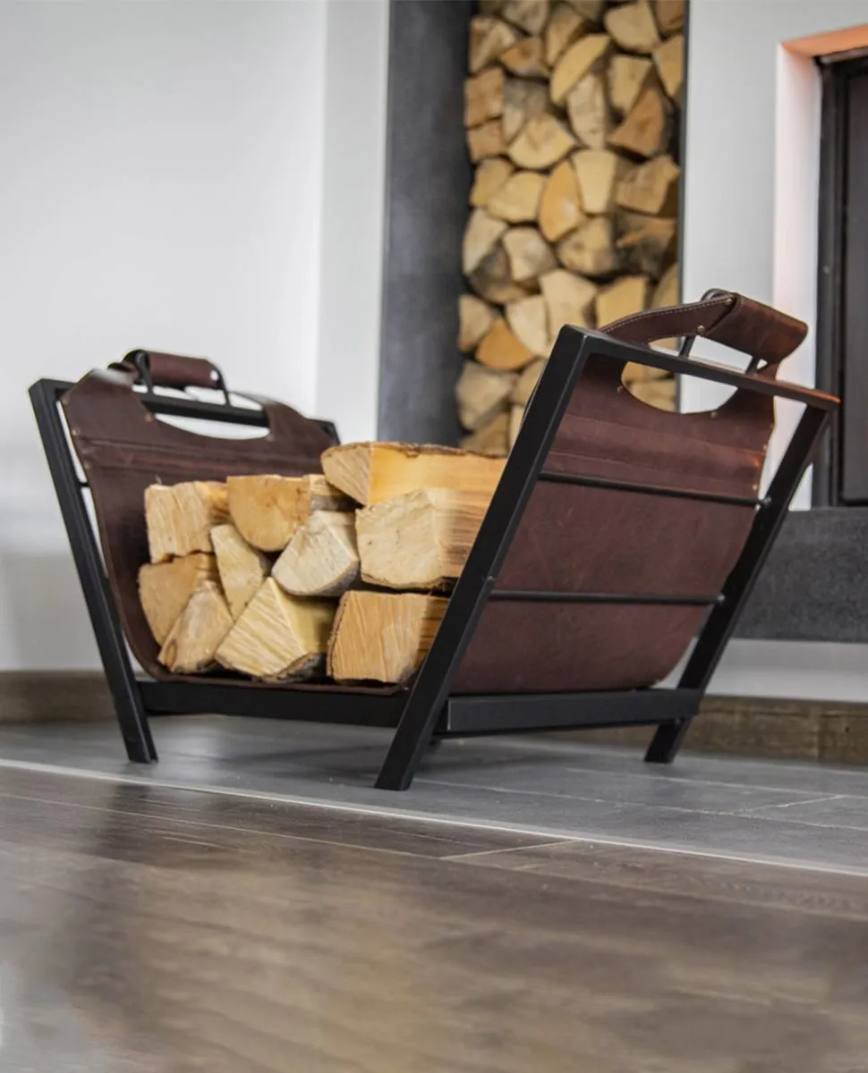 Дровница кожаная с подставкой заказать и купить по цене  ниже рынка от производителя с доставкой.